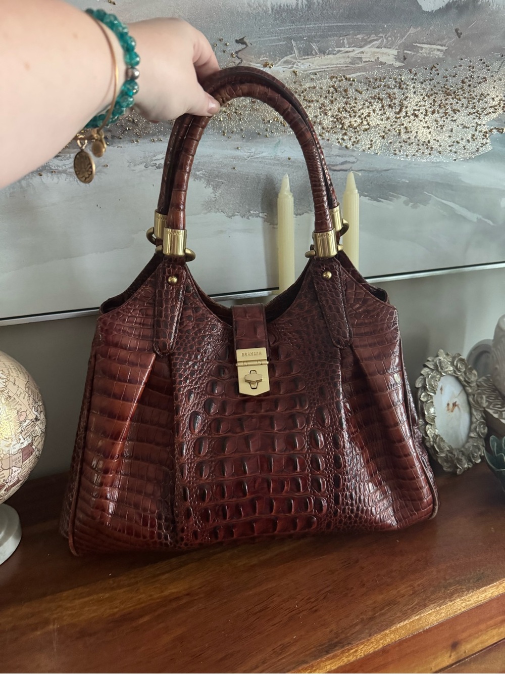 Brahmin Celia Bag Women's Alligator Purse Handbag - Picture 3 of 9
